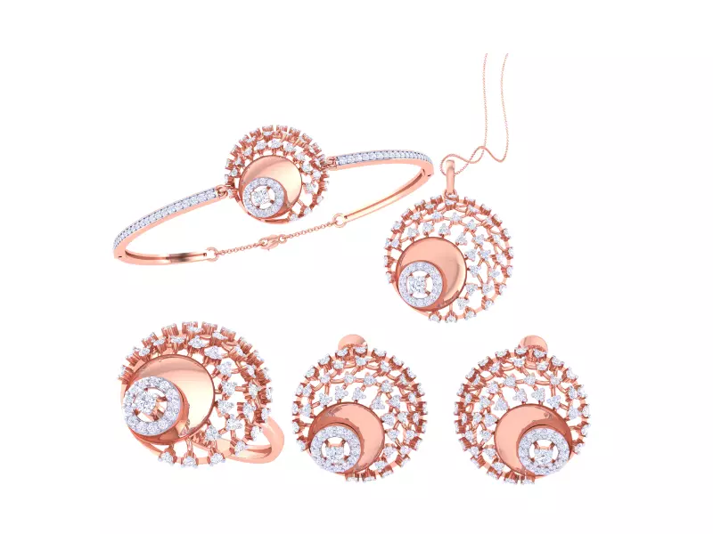 Ring Bangle Earring Pendant Set 3dm STL OBJ FBX Renders Details 3D print model_0