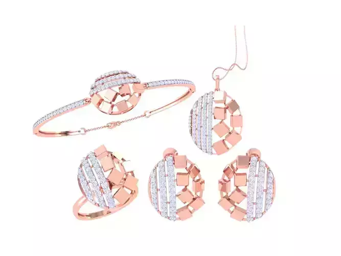 Ring Bangle Earring Pendant Set 3dm STL OBJ FBX Renders Details