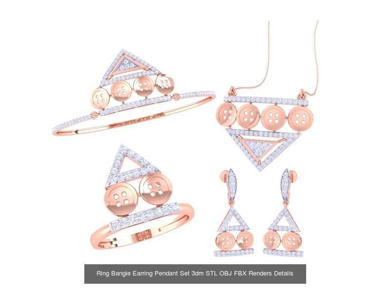 18 Ring Bangle Earring Pendant Set 3dm STL OBJ Detail Collection _12