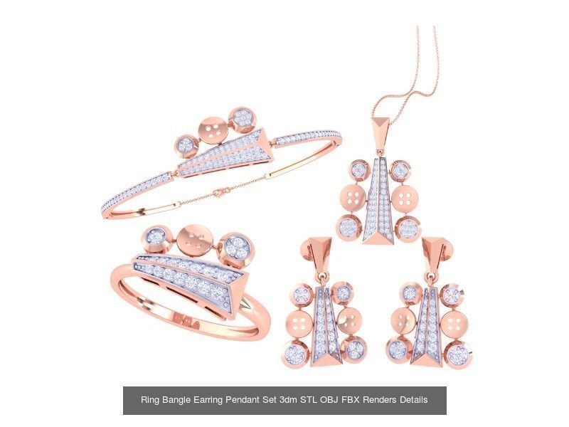 18 Ring Bangle Earring Pendant Set 3dm STL OBJ Detail Collection _11