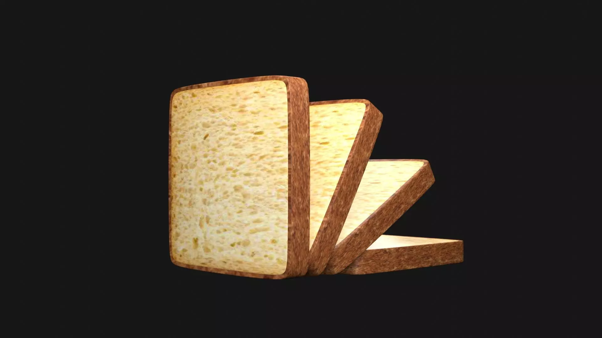 Bread 3D Model slices Low-poly 3D model_0