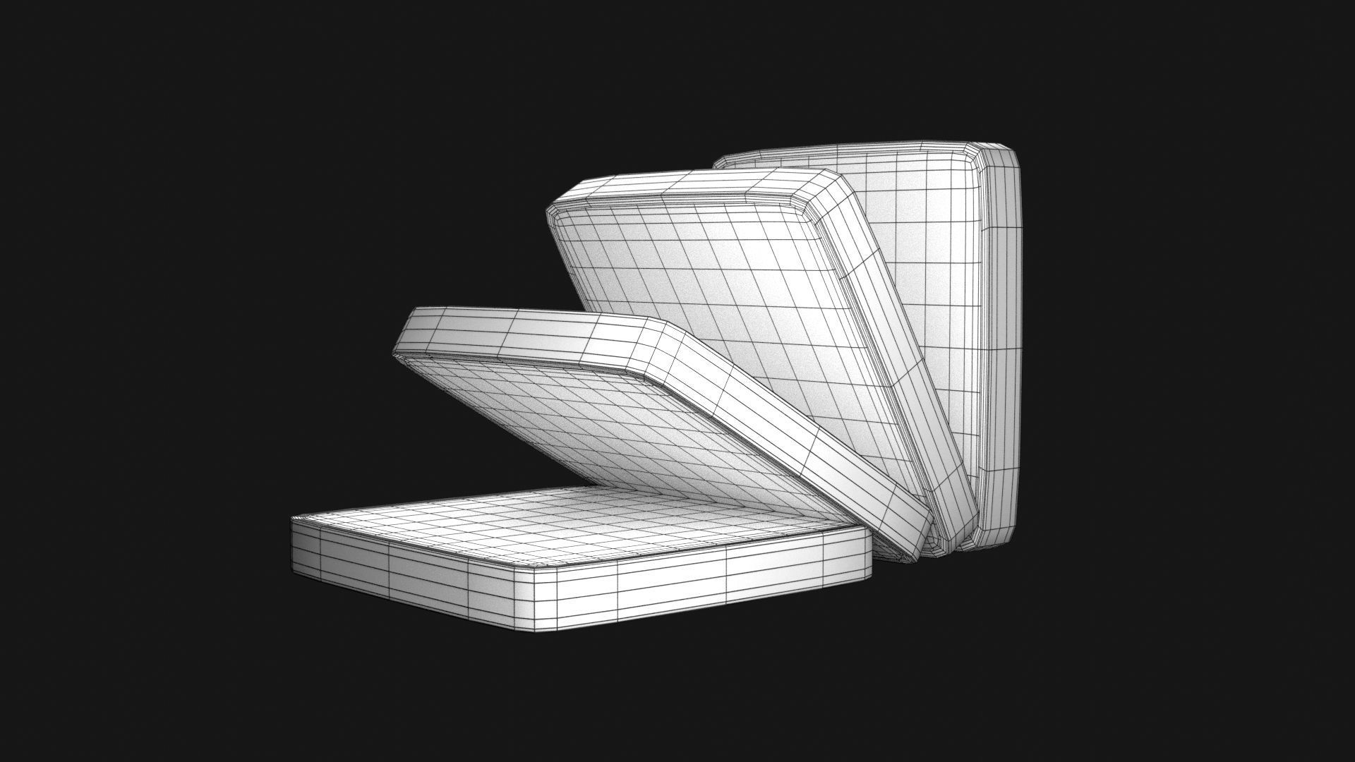 Bread 3D Model slices Low-poly 3D model_7