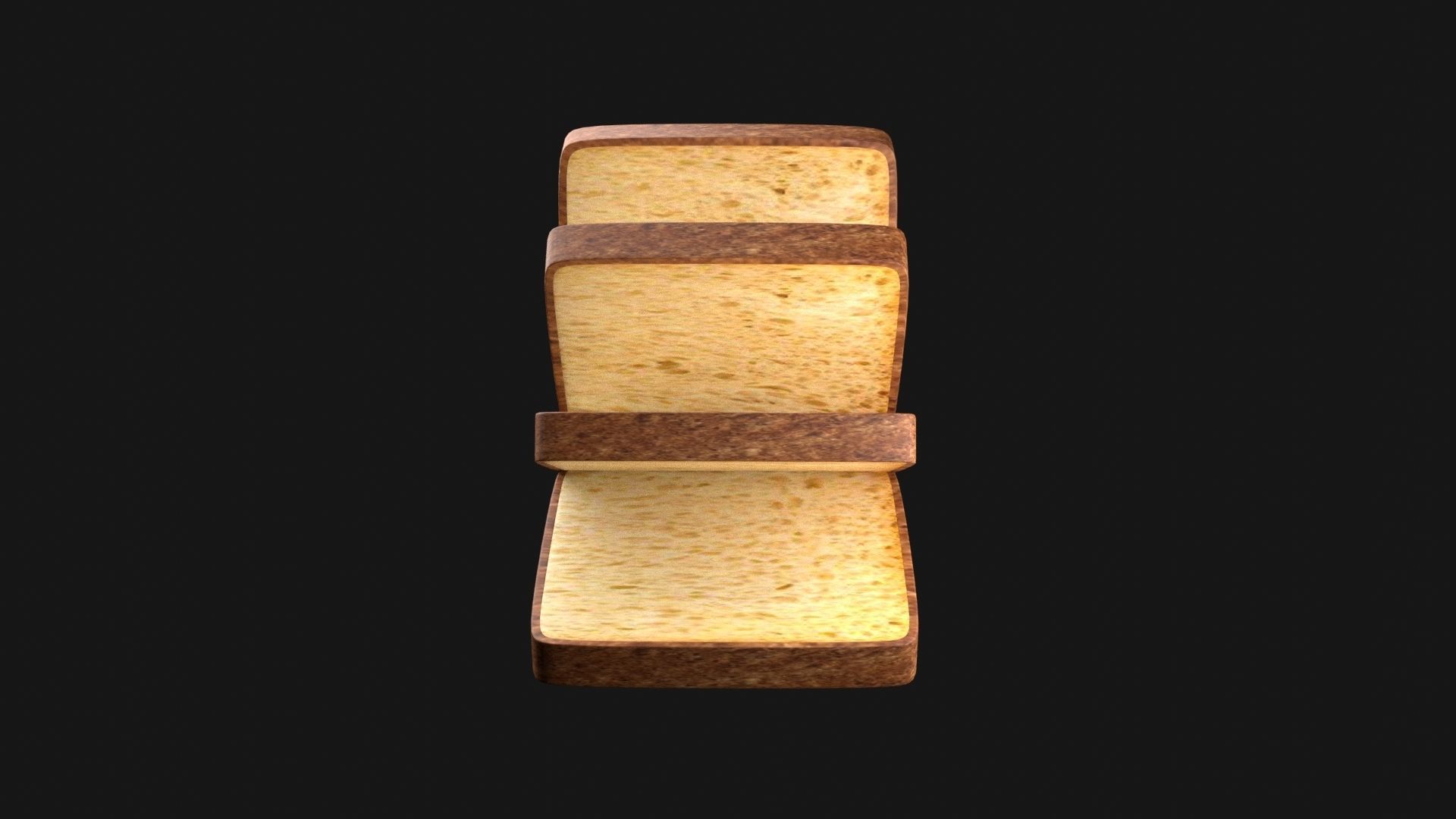 Bread 3D Model slices Low-poly 3D model_3