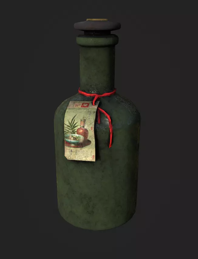 Chinese medicinal bottle 4K GameReady Low-poly 3D model_0