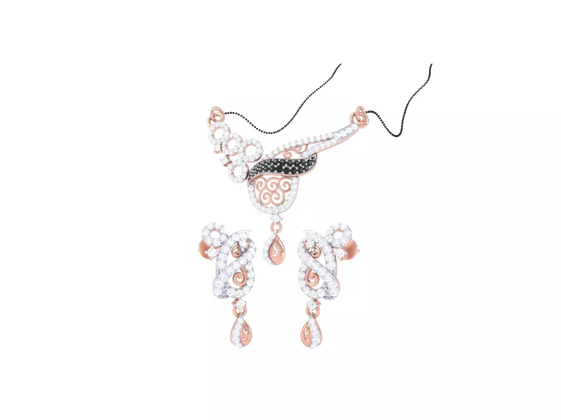 Earring Necklace Set 3dm STL OBJ FBX Renders Details 3D print model_0