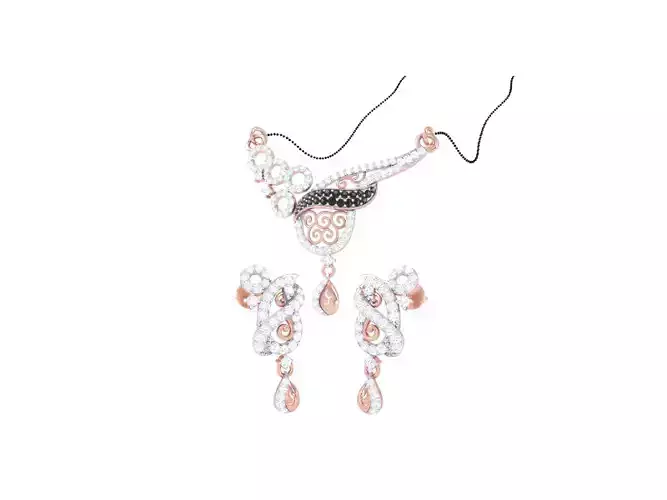 Earring Necklace Set 3dm STL OBJ FBX Renders Details
