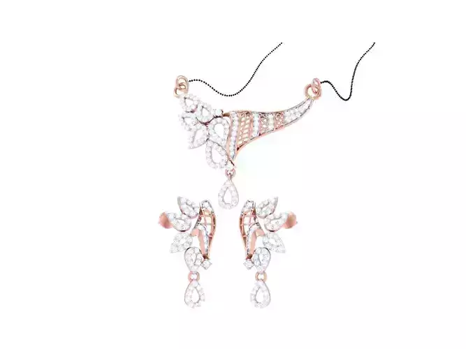 Earring Necklace Set 3dm STL OBJ FBX Renders Details