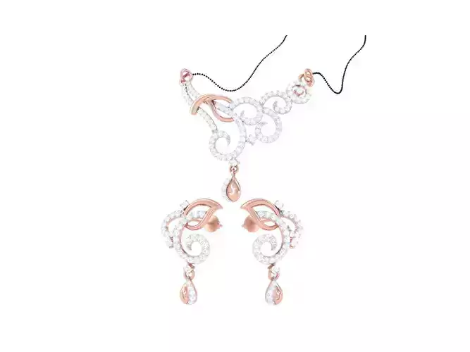 Earring Necklace Set 3dm STL OBJ FBX Renders Details