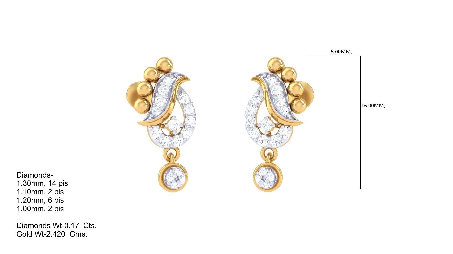 Earring Necklace Set 3dm STL OBJ FBX Renders Details 3D print model_1