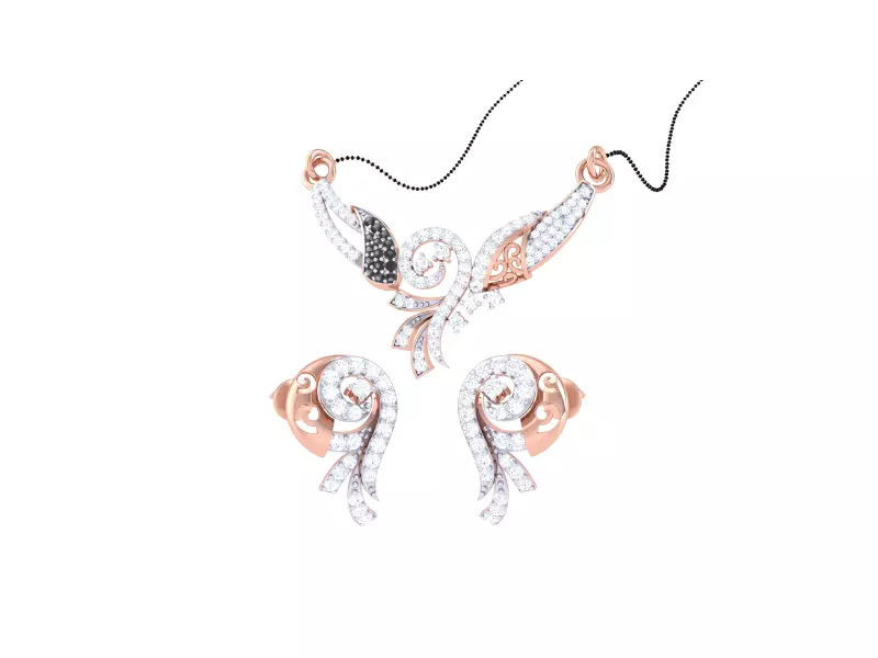 Earring Necklace Set 3dm STL OBJ FBX Renders Details 3D print model_0