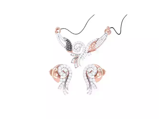 Earring Necklace Set 3dm STL OBJ FBX Renders Details