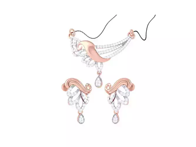 Earring Necklace Set 3dm STL OBJ FBX Renders Details