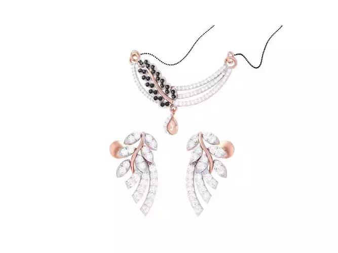 Earring Necklace Set 3dm STL OBJ FBX Renders Details