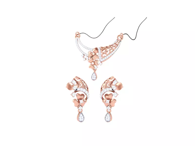 Earring Necklace Set 3dm STL OBJ FBX Renders Details 3D print model_0