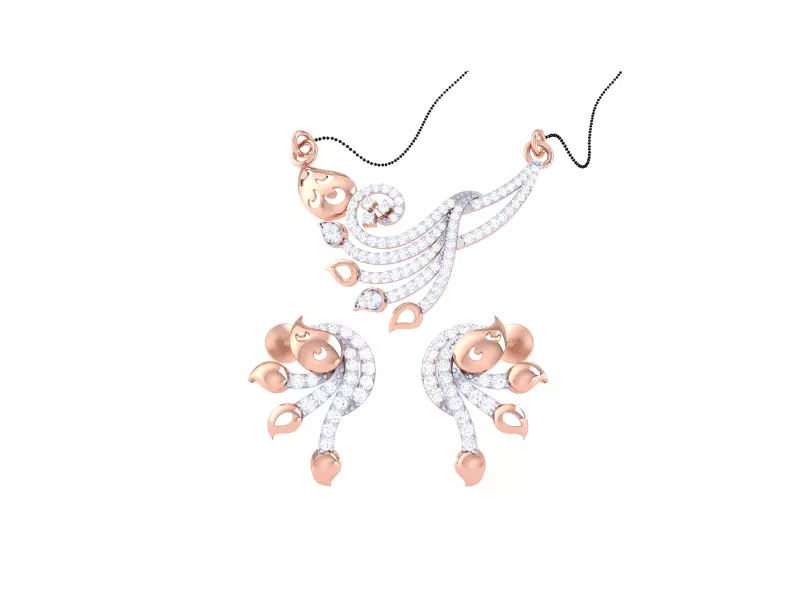 Earring Necklace Set 3dm STL OBJ FBX Renders Details 3D print model_0