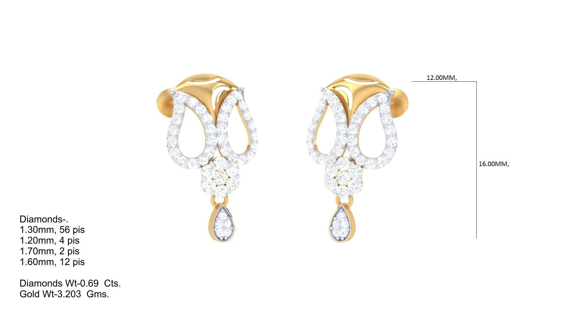 Earring Necklace Set 3dm STL OBJ FBX Renders Details 3D print model_2