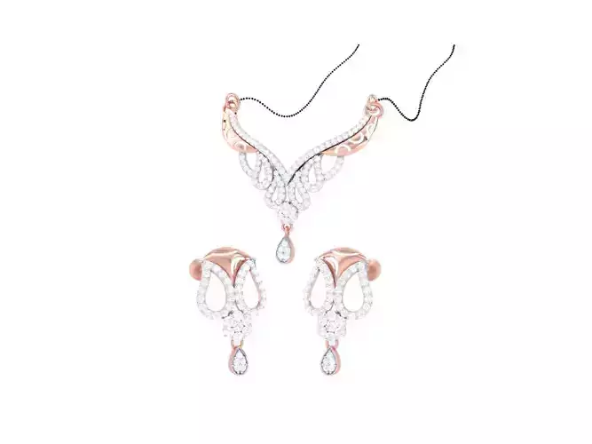 Earring Necklace Set 3dm STL OBJ FBX Renders Details