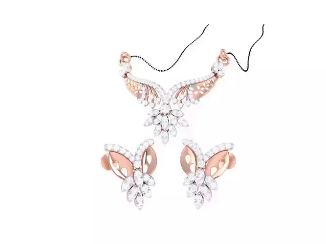 Earring Necklace Set 3dm STL OBJ FBX Renders Details