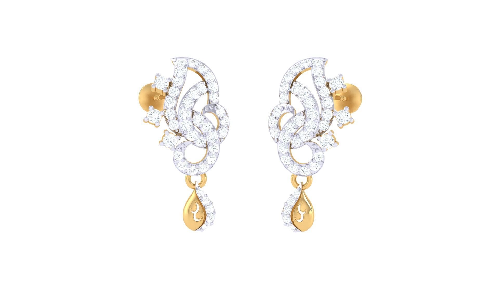 Earring Necklace Set 3dm STL OBJ FBX Renders Details 3D print model_3