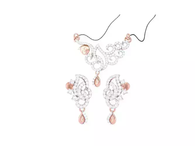 Earring Necklace Set 3dm STL OBJ FBX Renders Details