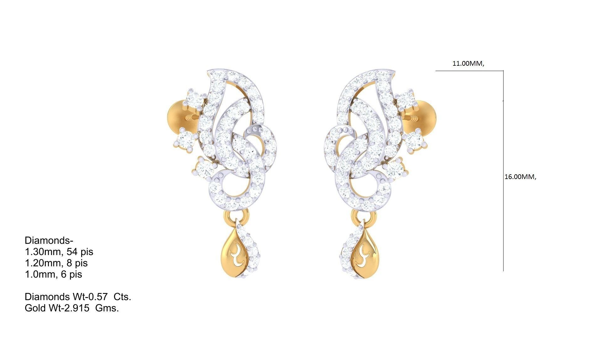 Earring Necklace Set 3dm STL OBJ FBX Renders Details 3D print model_2