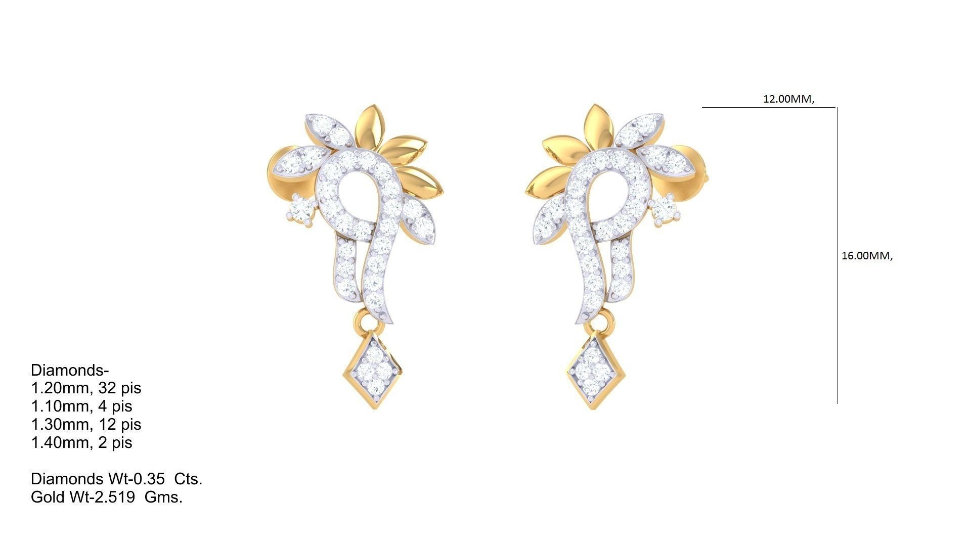 Earring Necklace Set 3dm STL OBJ FBX Renders Details 3D print model_2