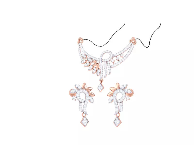 Earring Necklace Set 3dm STL OBJ FBX Renders Details 3D print model_0