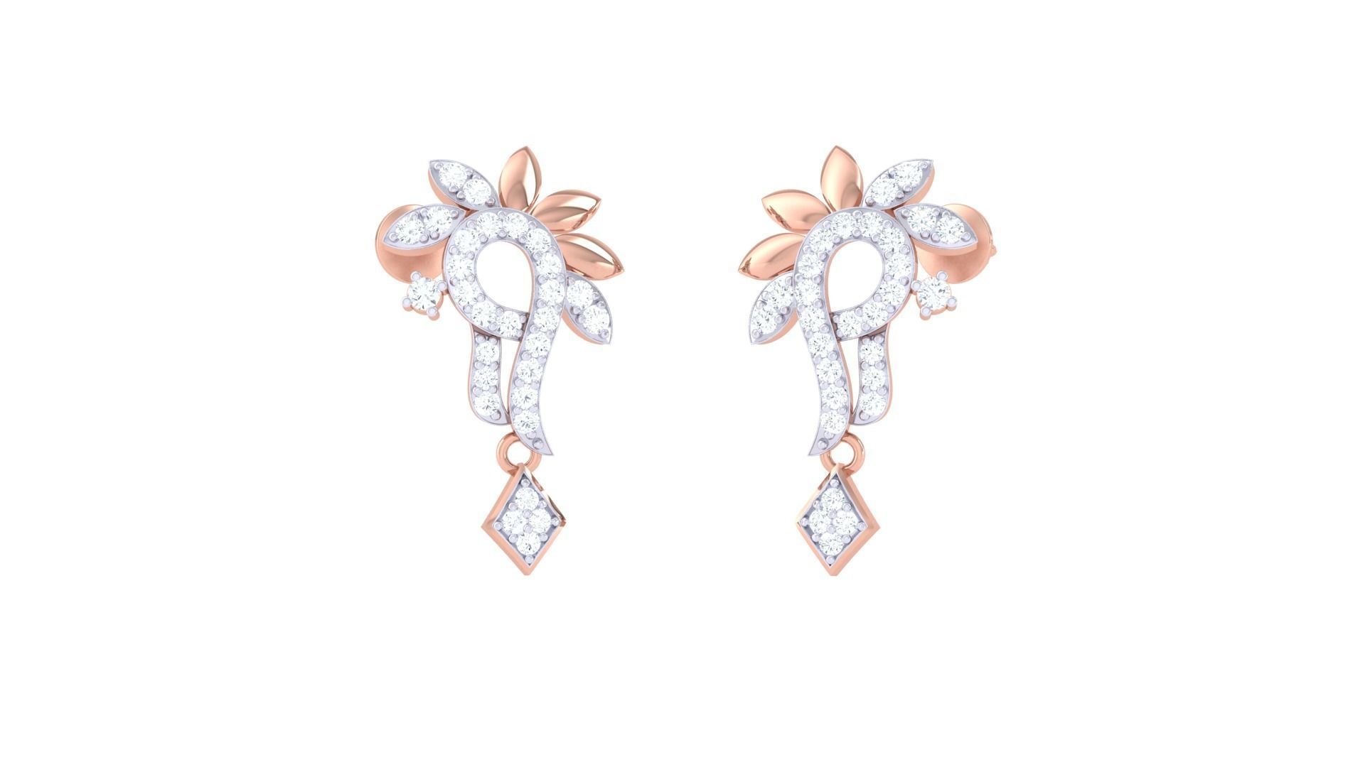 Earring Necklace Set 3dm STL OBJ FBX Renders Details 3D print model_5