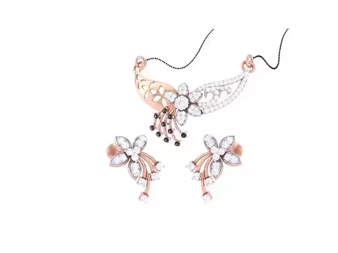 Earring Necklace Set 3dm STL OBJ FBX Renders Details