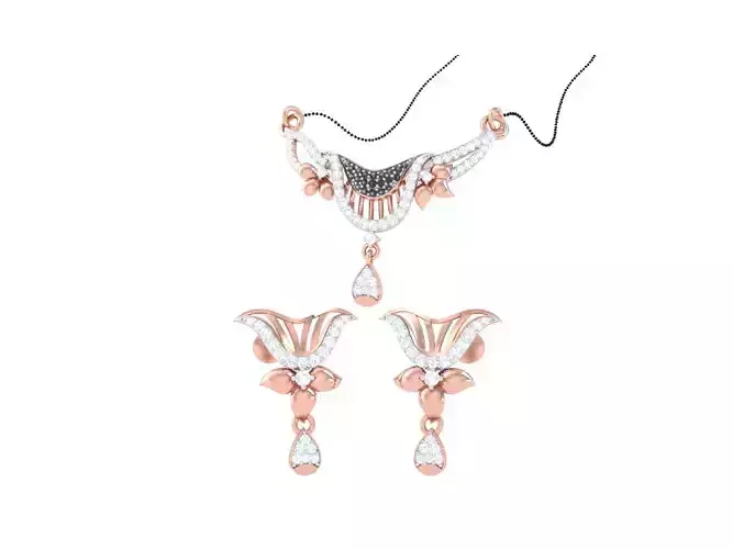 Earring Necklace Set 3dm STL OBJ FBX Renders Details