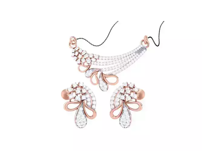 Earring Necklace Set 3dm STL OBJ FBX Renders Details