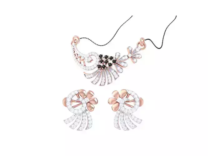 Earring Necklace Set 3dm STL OBJ FBX Renders Details