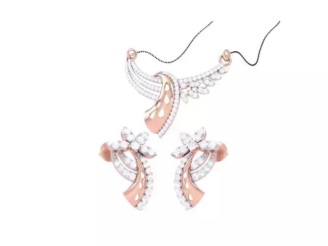Earring Necklace Set 3dm STL OBJ FBX Renders Details