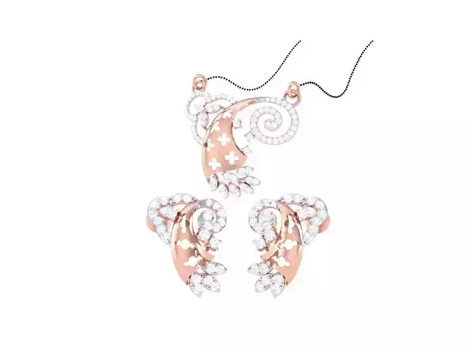 Earring Necklace Set 3dm STL OBJ FBX Renders Details