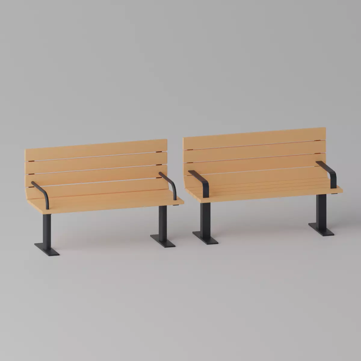 Cartoon Wooden Bench Park 1 Low-poly 3D model