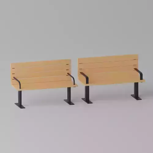 Cartoon Wooden Bench Park 1