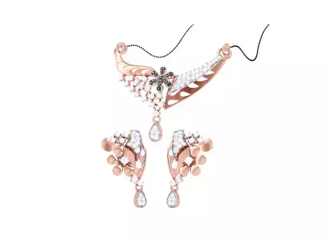 Earring Necklace Set 3dm STL OBJ FBX Renders Details