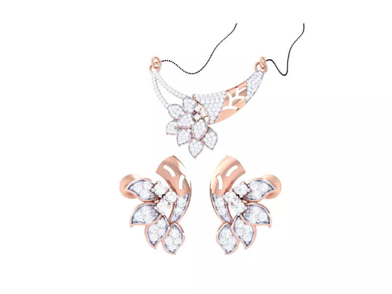 Earring Necklace Set 3dm STL OBJ FBX Renders Details 3D print model_0