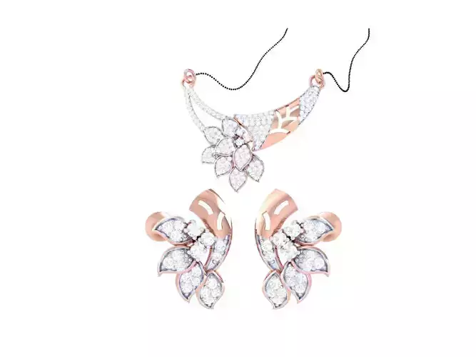 Earring Necklace Set 3dm STL OBJ FBX Renders Details