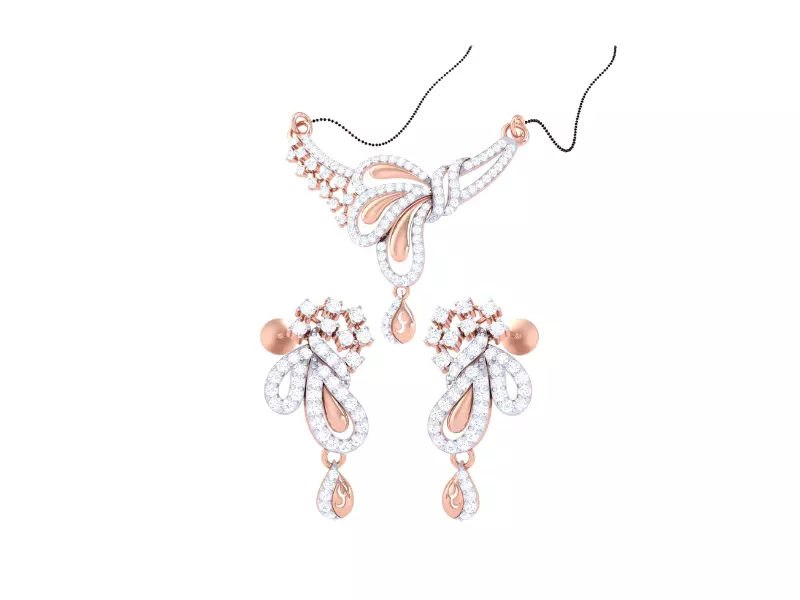 Earring Necklace Set 3dm STL OBJ FBX Renders Details 3D print model_0