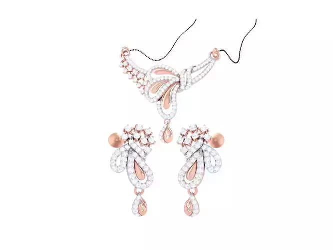 Earring Necklace Set 3dm STL OBJ FBX Renders Details 3D print model