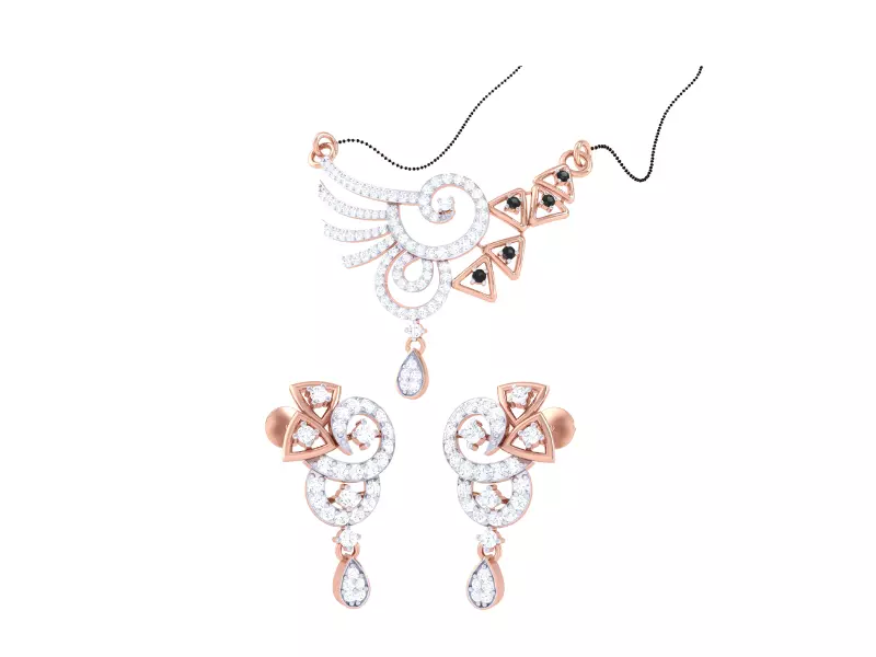 Earring Necklace Set 3dm STL OBJ FBX Renders Details 3D print model_0