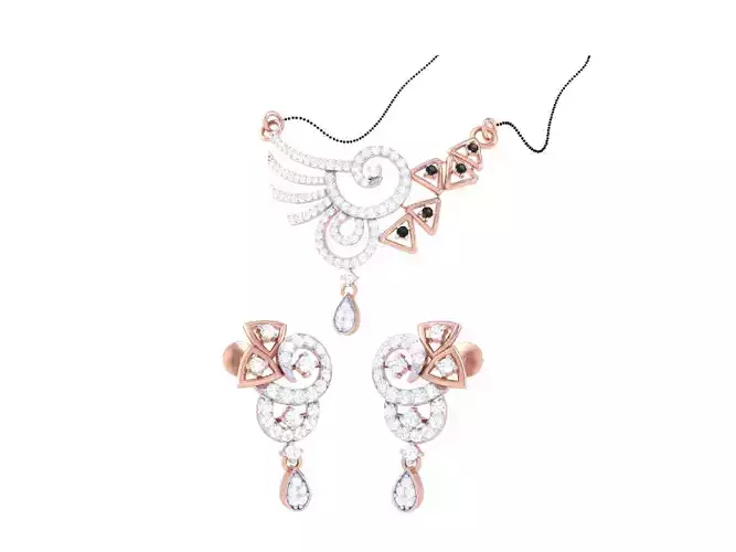 Earring Necklace Set 3dm STL OBJ FBX Renders Details 3D print model