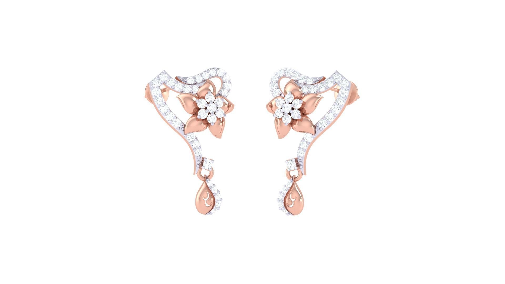 Earring Necklace Set 3dm STL OBJ FBX Renders Details 3D print model_1