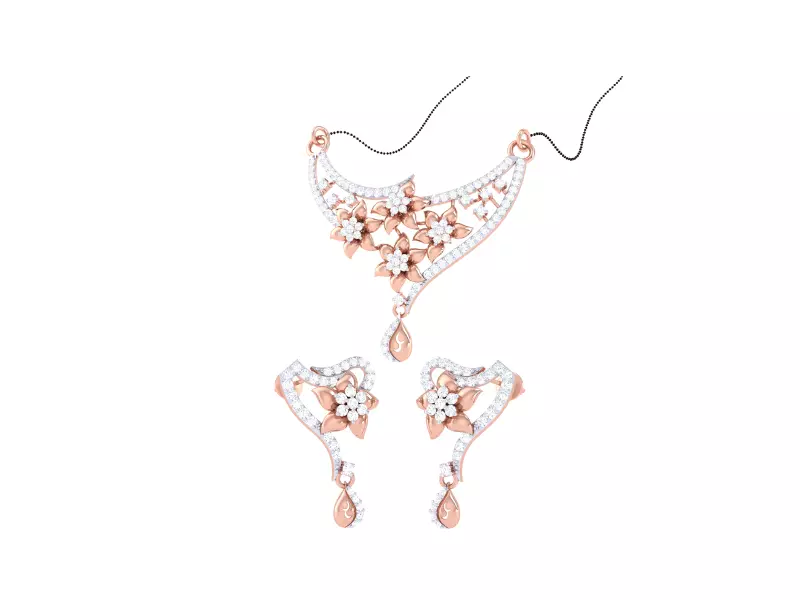 Earring Necklace Set 3dm STL OBJ FBX Renders Details 3D print model_0