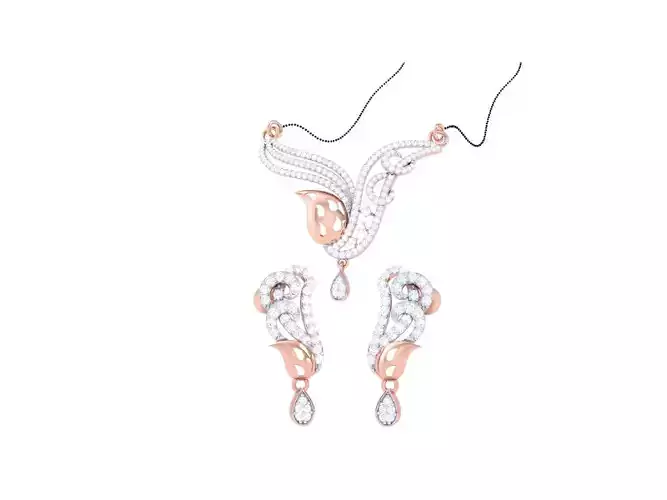 Earring Necklace Set 3dm STL OBJ FBX Renders Details 3D print model