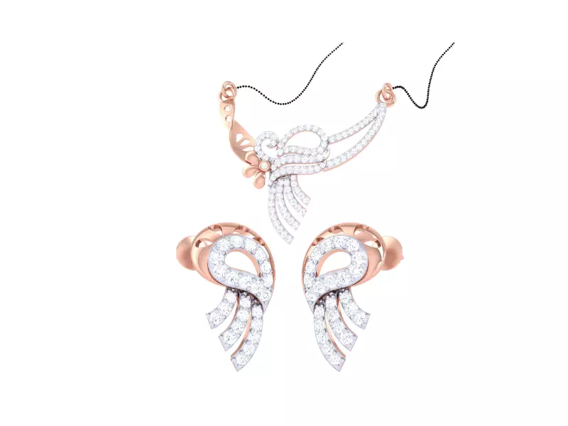 Earring Necklace Set 3dm STL OBJ FBX Renders Details 3D print model_0