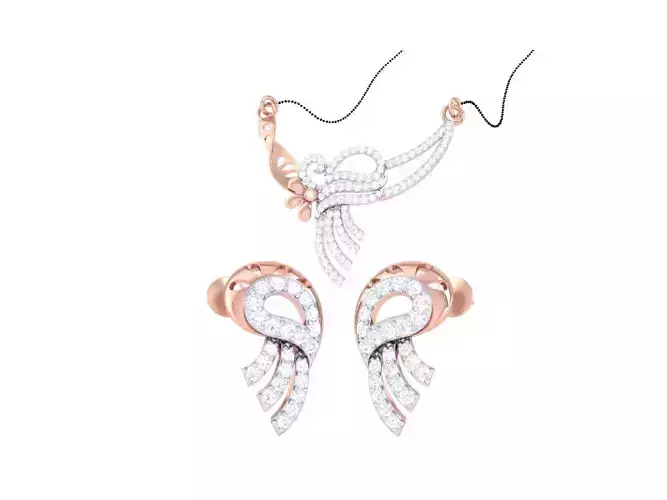 Earring Necklace Set 3dm STL OBJ FBX Renders Details 3D print model