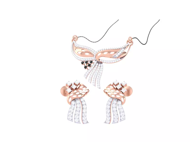 Earring Necklace Set 3dm STL OBJ FBX Renders Details 3D print model_0