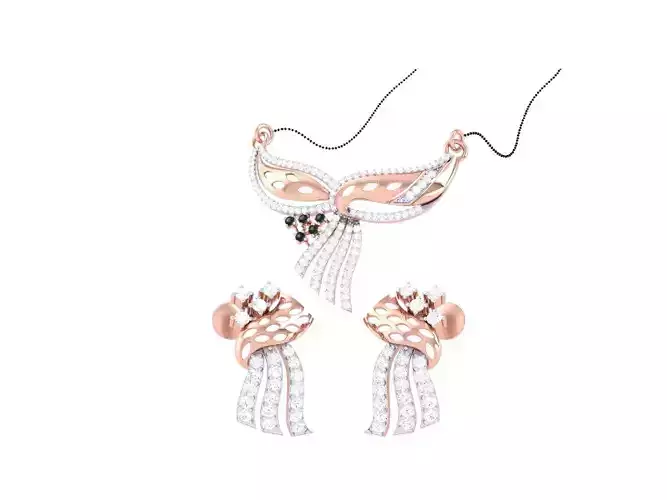 Earring Necklace Set 3dm STL OBJ FBX Renders Details 3D print model
